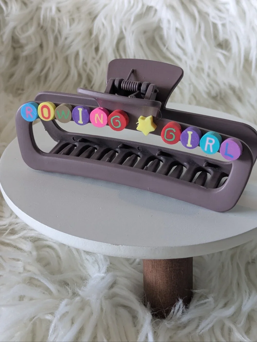 Rowing Girl Hair Clip Claw Style Handcrafted | NWT